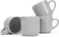 Elanze Designs Glossy Reactive Glaze Large 17 Fluid Ounce Everyday Kitchen Food Grade Ceramic Stoneware Coffee Mug Cup with Comfort Curved Handles, Set of 4, Pale Grey