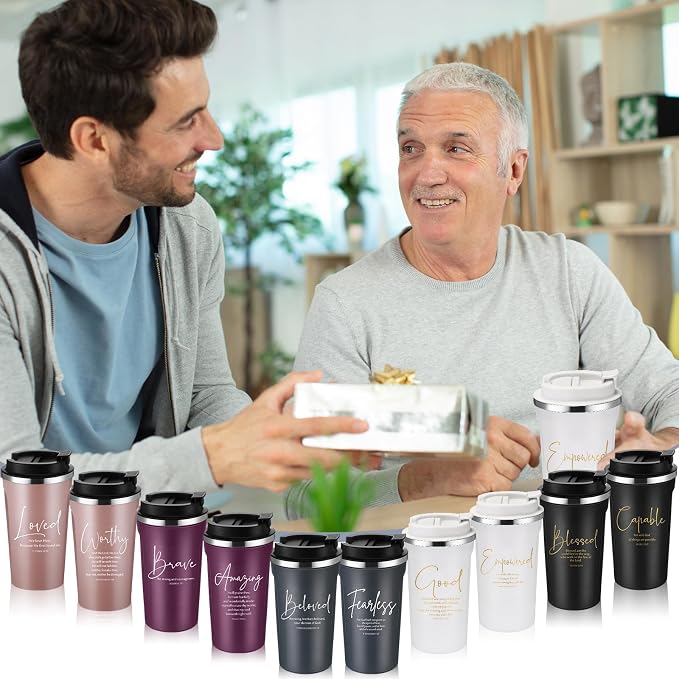 Meanplan 10 Set Christian Church Gift Bible Verse Tumbler Bulk 17oz Coffee Cup Religious Inspirational Tumbler for Women Men Church Member Grandparents Pastor Clergy(Multicolor, Bible Word Theme)
