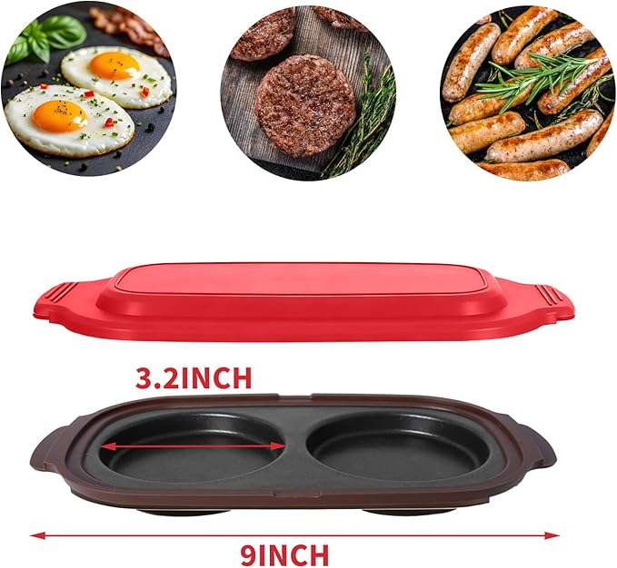 Quick-Heat Microwave Egg Cooker|Poacher|fryer, Multi-use Maker for 2 Eggs for Breakfast Sandwiches, Dishwasher-Safe Portable for Home,Travel,Gifts (Red)