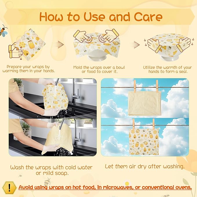 Reusable Beeswax Bread Bags & Food Wraps – Sustainable Kitchen Storage for Homemade Bread, Organic Cotton Bags for Fresh Food