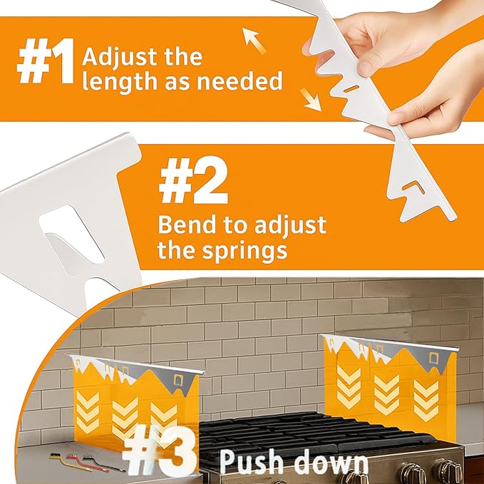 Stove Gap Covers Stainless Steel 2PC(0.08"–0.7" W,13.8"–27.5" L)+30"(2×15") Silicone Magnetic Stove Shelf+4PC Gas Burner Covers|Heat Resistant Non-Stick Range Accessories,Bonus Cleaning Brushes