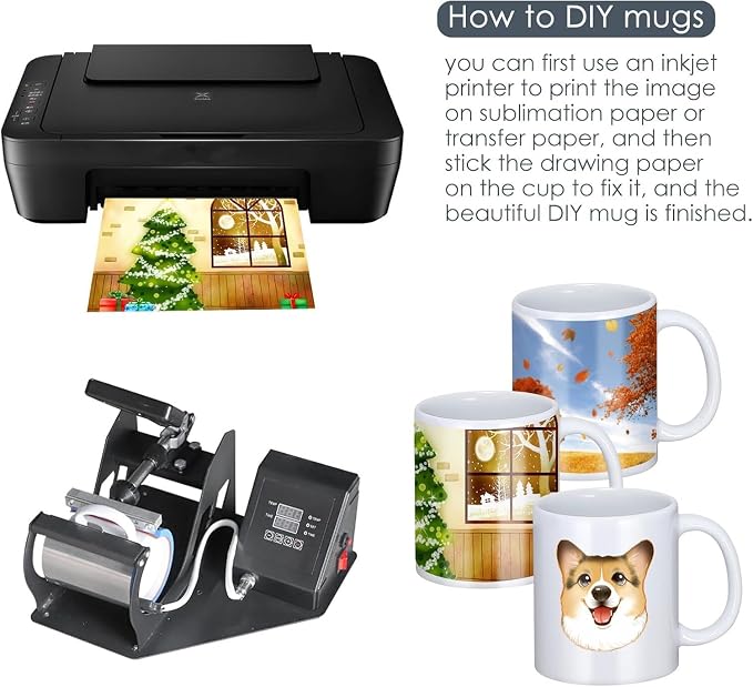 DANALLAN Sublimation Mugs, Premium Coffee Mugs Set of 12 White Ceramic Sublimation Cups 11 oz Christmas Coffee Mug for Soup Tea Milk Latte Hot Chocolate
