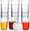 Meanplan 24 Pack Plastic Reusable Drinking Glasses Restaurant Grade 8 oz Plastic Cups Unbreakable Stackable Drink Tumblers Water Cup for Kitchen Cafe Wedding Birthday Party Supplies (Clear)