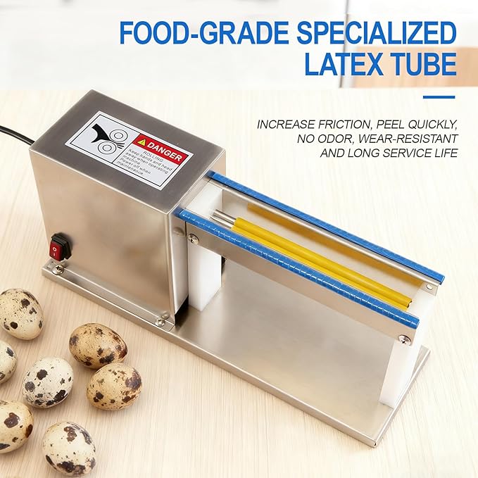Electric Quail Egg Peeler Machine for Hard Boiled Quail Eggs, Stainless Steel Automatic QuailEgg Sheller Machine for Kitchen, Restaurant & Food Prep