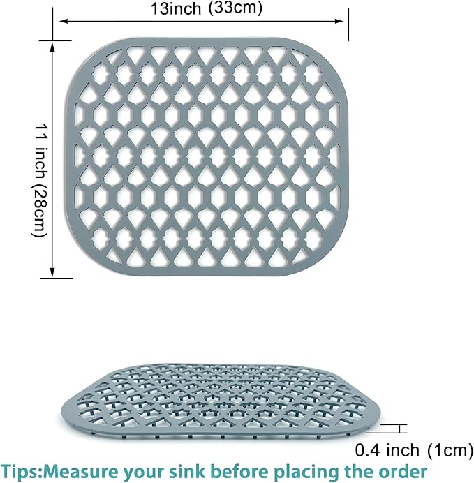 SAMSIER Silicone Sink Protectors Mats (13x11 & 14x12 & 16x12 & 18x16 & 19x14 & 21x16 & 22x13 & 25x16 & 26x14 & 28x14 & 30x16) for Bottom of Kitchen Sink (13”x11”)