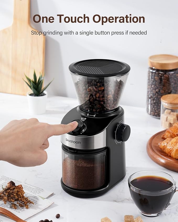 SHARDOR Burr Coffee Grinder Electric with 32 Grinding Sizes Bundled with SHARDOR 10-Cup Coffee Maker, Programmable Drip Coffee Machine with 2–10 Cup Setting