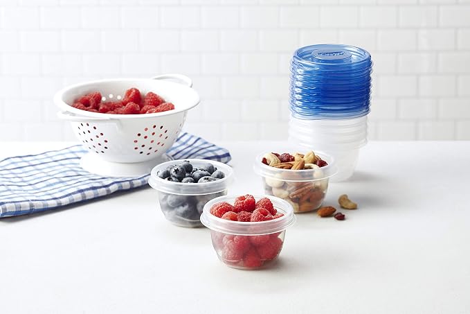 Glad GladWare Mini Round Food Storage Containers with Lids, Small BPA Free Reusable Plastic Snack Containers with Lock Tight Seal for Lunch, Portion Control, and On the Go, 4 Oz, 8 Count - 12 Pack