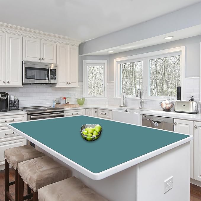Silicone Mats for Kitchen Counter, 48"x32"(120cmx80cm) Large Heat Resistant Mat Kitchen Island Waterproof Countertop Protector Mat Nons-slip Extra Large Counter Mat, Dark Green