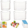Crystal Clear Freezer Storage Bins, 4 Pack Clear Plastic Storage Bins for Pantry Organizers and Storage, Kitchen Stackable Containers with Handle for Refrigerator, Fridge, Cabinet (2Pcs L+2Pcs S)