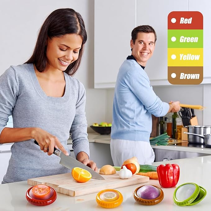 Set of 8 Avocado Saver and Onion Storage Set, Fresh Pod, Reusable Silicone Storage Pods for Avocado, Onions, Tomatoes, Garlic – Anti-Oxidation for Fridge, Send Goods from Local Warehouse