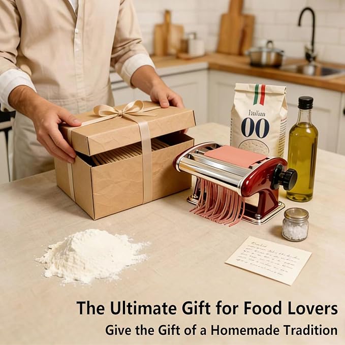 XINGYUEXUAN Pasta Maker Machine, Stainless Steel Manual Noodle Maker with 2mm & 4mm Cutters, Hand Crank for Homemade Spaghetti, Fettuccine, Lasagna & Dumpling