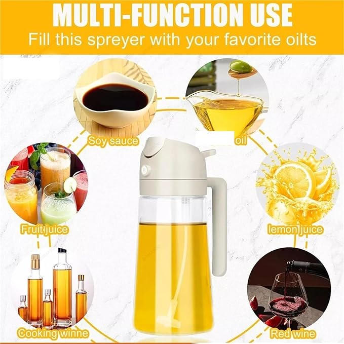 Oil Sprayer, 2-in-1 Sprayer Pourer Oil Empty Bottle Plastic Container Dispenser Vaporizer Kitchen Barbecue Camping Cooking Utensils,for Kitchen, Air Fryer(1Pcs Black)