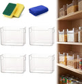 Crystal Clear Freezer Storage Bins, Clear Plastic Storage Bins for Refrigerator and Pantry, Stackable Freezer Organizer Bins with Handles, Versatile for Kitchen, Bathrooms, Cabinets (4 Large)
