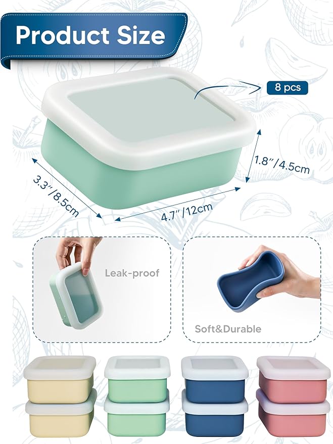 8 PCS 1 Cup Silicone Freezer Molds with Lid, 8oz Silicone Soup Freezer Molds Meal Prep Containers Reusable Food Preserving Tray Ice Trays for Soups Sauces Stews
