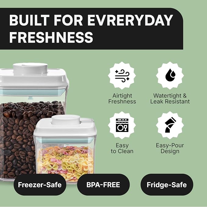 Bop Top Airtight Food Storage Containers with Lid 6 Cups / 50 oz | Kitchen Canister Sets | Air Tight Pantry Container | Pop Top Dry Food Storage Containers for Snacks, Sugar, Flour, Baking, Pasta