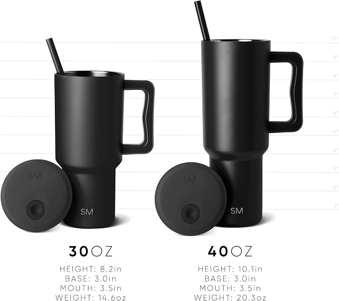 Simple Modern 40 oz Trek Tumbler with Handle and Straw Lid | Cup Holder Friendly Insulated Stainless Steel Travel Mug | Raspberry Vibes (Pack of 12)