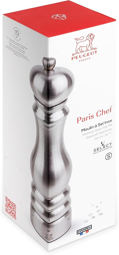 Peugeot Paris Chef u'Select Stainless Steel 22cm - 8 3/4" Salt Mill