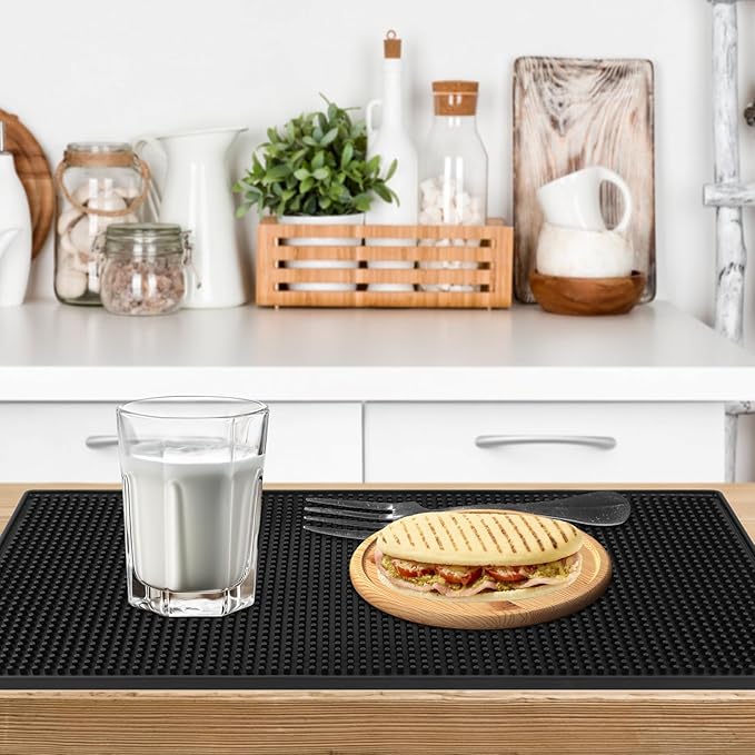2 Pack Heavy-Duty Bar Mat Pad PVC Rubber Dish Drying Spill Matting for KTV Bar Glass Home (XL:24"x 12")