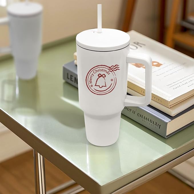 YOUKE OLA 8 Pack Sublimation Tumblers 40oz with Handle and Straw Lid Blanks Stainless Steel Insulated Large Tumbler Bulk Coffee Travel Cups for Tumbler Heat Press Sublimation Oven Printing, White