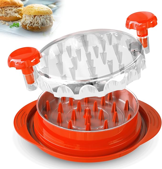 Chicken Shredder with Tray – Fast & Easy Meat Shredder for Pulled Chicken, Pork or Beef – BPA-Free, Anti-Slip Base, Dishwasher Safe – Manual BBQ Gadget – Designed in USA – Cozy Kitchen
