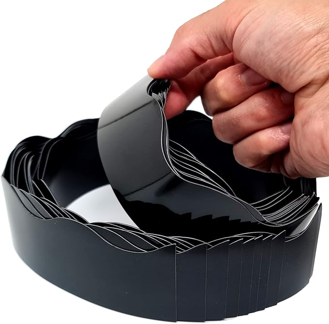 Strong & Wide Magnetic Borders for Classroom Whiteboard - Visible Magnetic Strips for Teachers (4 Designs Available) | Wavy Plain - Black | 12 Strips of 24X1.75 Inch - 24 Feet Total