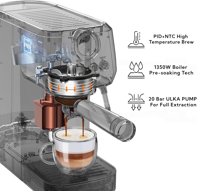 MAttinata Espresso Machine 20 Bar, Compact Espresso Maker with Milk Frother | Coffee Maker, Professional Italian Pump, Steam for Cappuccino Latte, Barista Pressure Gauge, Small for Home, Stainless Steel