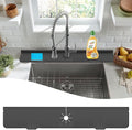 LVJING 33 inch Sink Splash Guard Mat, Sink Faucet Drying Mat, Silicone Faucet Handle Drip Catcher Tray, Longer Silicone Sink Mat for KitchenBathroom, Drip Protector Splash Countertop (Black)