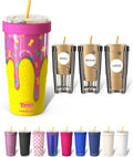 Frost Buddy Togo Buddy 30 oz Stainless Steel Vacuum Insulated Tumbler To Go Coffee Cup – Iced Coffee Cups, Iced Coffee Sleeve, Travel Mug, Thermal Cup for Hot & Cold Drinks, Dunkin Cup (Peeps Drip)