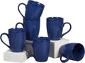 Servo Best Blue Coffee Mugs 12 oz, Set of 6 Blue Radiant Ceramic Mugs - Lead & Toxic Free, Dishwasher & Microwave Safe, Perfect for Home & Office Use