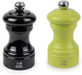 Peugeot Bistro Pepper and Salt Mill Set, 4in - Beechwood Mills with Adjustable Grinding - For Peppercorns and Rock Salt, Corrosion-Resistant - Essential Kitchen Tools (Black/Pistachio)