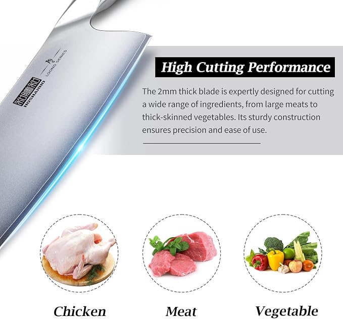 HOSHANHO Cleaver Knife 7 Inch, Ultra Sharp Japanese High Carbon Steel Vegetable Meat Cleaver, Multifunction Chopper Butcher Knife for Home Kitchen and Restaurant