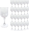 Plastic Wine Glasses, Plastic Goblets Vintage Style Cordial Unbreakable Drinking Glasses, Reusable Drinkware for Wedding Reception, Grand Event Party Supplies (24, Transparent)