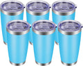 VEGOND 20oz Tumbler with Lid and Straw Stainless Steel Tumbler Cup Bulk Vacuum Insulated Double Wall Travel Coffee Mug Powder Coated Coffee Cup, Sky Blue, 6 Pack