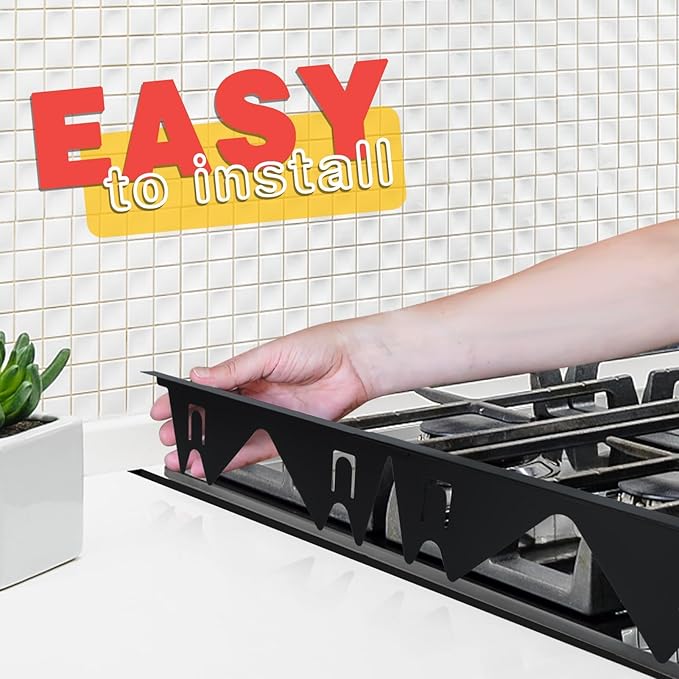 Stove Gap Covers Stainless Steel, 2 Pack Stove Gap Filler Easy Retractable Length 13.8" to 27.5", Width 0.79" ALMCALS Stove Gap Guards Range Trim Kit, Heat Resistant Guard Between Stove Top & Counter
