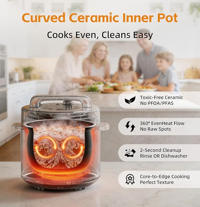 Fullwill Dual-Pot Electric Pressure Cooker,12-in-1 Multi Cooker with 6QT Stainless Steel & 5QT Ceramic Pot,Olla de Presion for Pressure,Rice,Meat Stew,Yogurt Maker