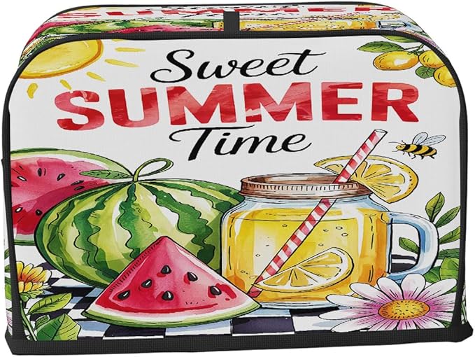 Summer Watermelon Colorful 2 Slice Toaster Cover Dust And Fingerprint Bread Maker Cover Bakeware Protector Washable Appliance Covers Kitchen Accessories For Home Kitchen Women Gift