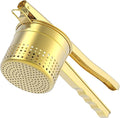 GloTika Large 15oz Potato Ricer Masher, Heavy Duty Stainless Steel Potato Masher with Ergonomic Handle, Masher and Ricer Kitchen Tool for Mashed Potatoes, Noodle Maker, Gold