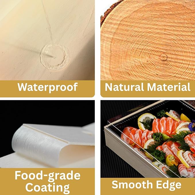 Disposable Wooden Bento Food Containers, Rectangular Takeout Bento Boxes with Lids, 25pcs Oil-Proof & SpillProof Popular To Go Containers for Parties [9.4"x6.9"x2.3"]