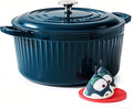 SENSARTE Enameled Cast Iron Dutch Oven Pot with Lid 3.5/5.5/6.5 Quart Heavy-Duty Round Dual Handles Kitchen Pot with Cotton Potholders & Silicone Trivet, Pot for Bread Baking, Stews, Braising, Roasting, Oven Safe, 6.5 Quart, Emerald Green