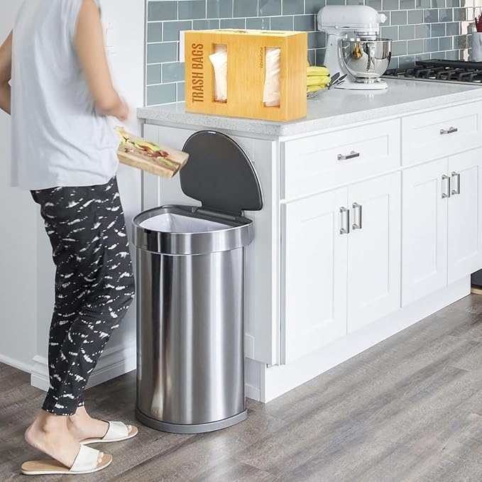 Libreshine 2-in-1 Extra Large Bamboo Trash Bag Dispenser Holder - Wall Mount Garbage Bag Organizer for Costco/Sam's Club Rolls, Space-Saving Kitchen/Pantry/Laundry/Garage Storage with Non-Slip Base