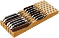 Large Knife Drawer Organizer Insert, Bamboo Wood Knife Holder, Knife Block Hold up To 15 Knives