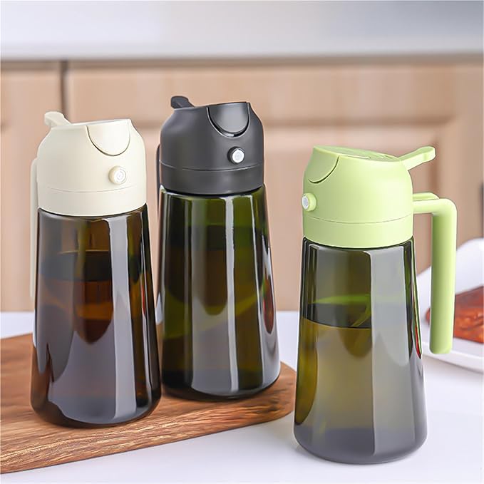 Oil Sprayer, 2pcs 2 In 1 Oil Dispenser, Sprayer For Cooking - 16oz/470ML For Kitchen, Bottle With Stickers,for Kitchen, Air Fryer(White)