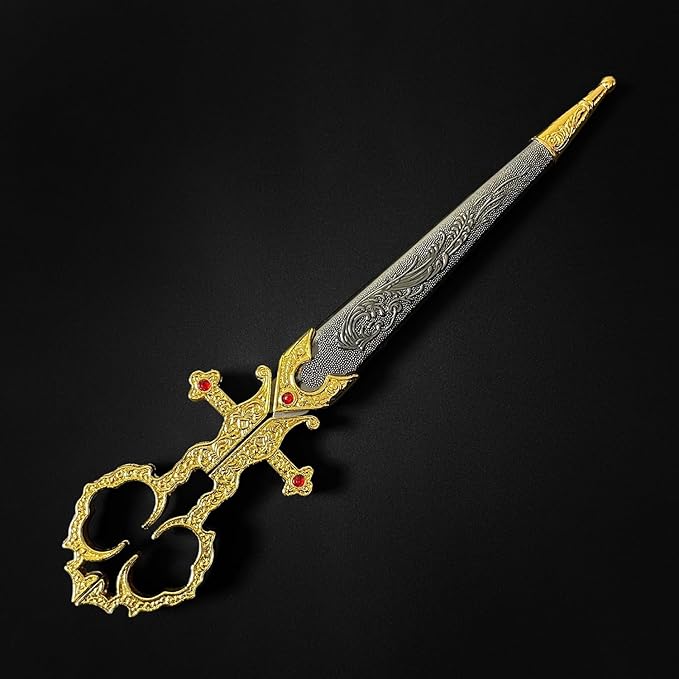 Fantasy Edge Medieval Scissors with Sheath Cover - Vintage Decorative Scissors for Crafting and Display - Intricately Designed Sheath for Elegance