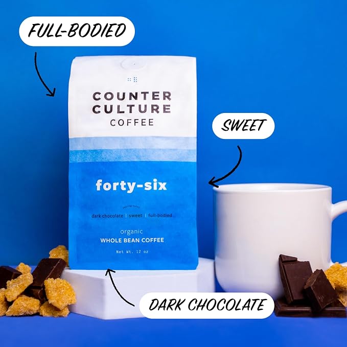 Counter Culture Whole Bean Coffee 2-Pack (Big Trouble - Medium Dark Roast & Forty Six - Organic Dark Roast) Sustainably Sourced, B Corp - Whole Coffee Beans - Kosher, Gluten Free, Nut Free - 12oz Bags