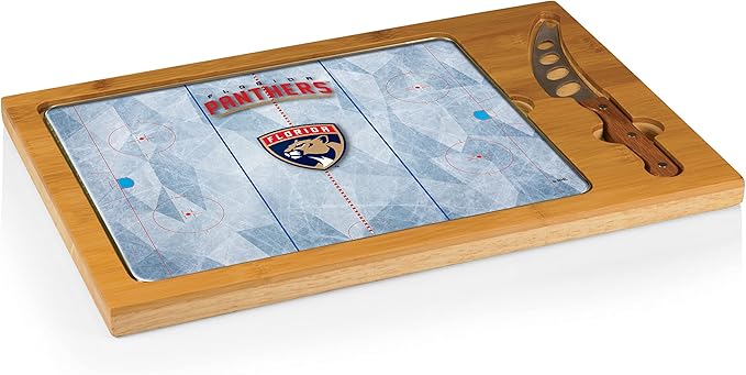 PICNIC TIME NHL unisex-adult NHL Icon Glass Top Cutting Board & Knife Set