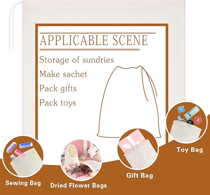 Tatuo 400 Pcs Cotton Muslin Bags with Drawstring Reusable Cloth Sachet Pouch Empty Gift Canvas Bags Bulk for Jewelry Home Party Favors (5 x 7 Inch)