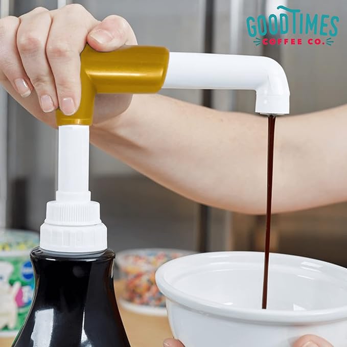 Good Times Coffee Co. Sauce Pump Dispenser for Ghirardelli Bottles (Pack of 6), Fits 87.3 to 90.4 Ounce Bottles