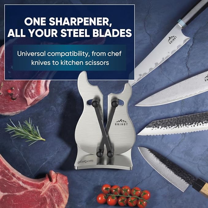 VQ-5 Professional Knife Sharpener | 3-Action Tungsten Carbide | For Repair, Restoration and Sharpening, Easy to Use, Replacement Blades Included, Soild and Durable, Guitar Shaped Design ﻿