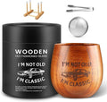 GENUINED 8oz Original Wooden Engraved Bourbon Drinking Glass, Old Fashioned Wooden Whiskey Glasses(1 Pack), Bourbon Gifts for Men