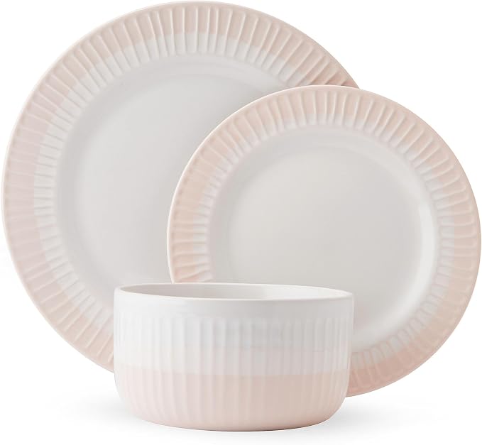 Rising Up 12 Piece Dinnerware Set, Service for 4, Blush